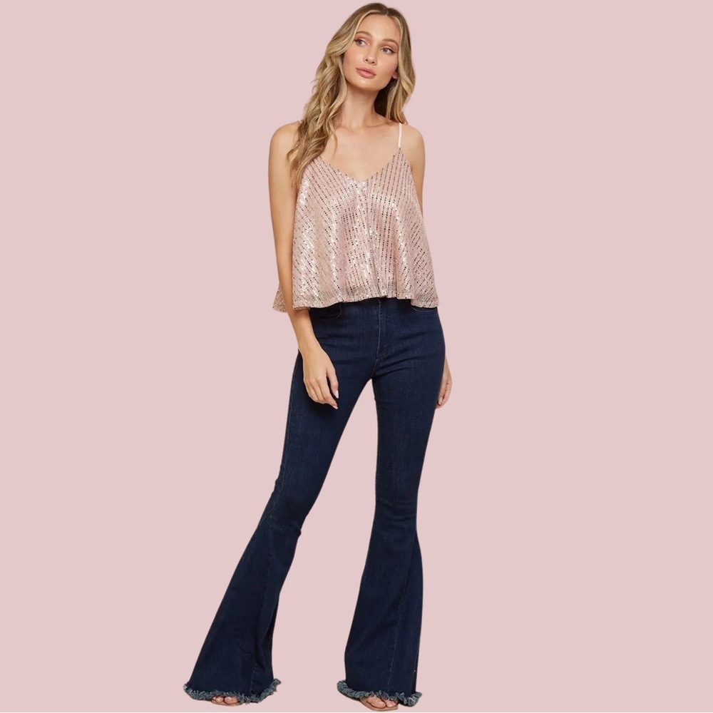 Sparkly Sequin Pink Cami Top - Picture 6 of 6